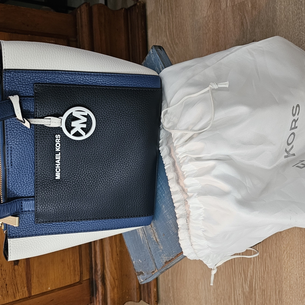 Michael Kors Blue and White Tote Bag